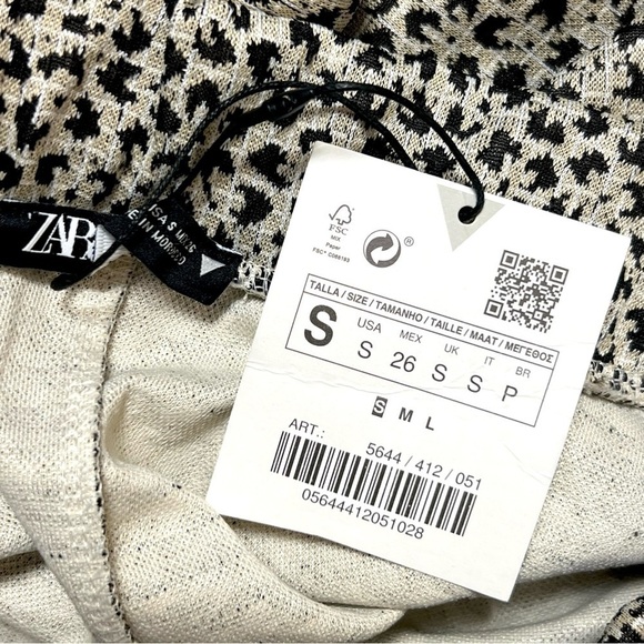 NWT ZARA 90s Leopard Cheetah Knit High Waist A-Line Skater Circle Mini‎ Skirt S - Picture 6 of 7